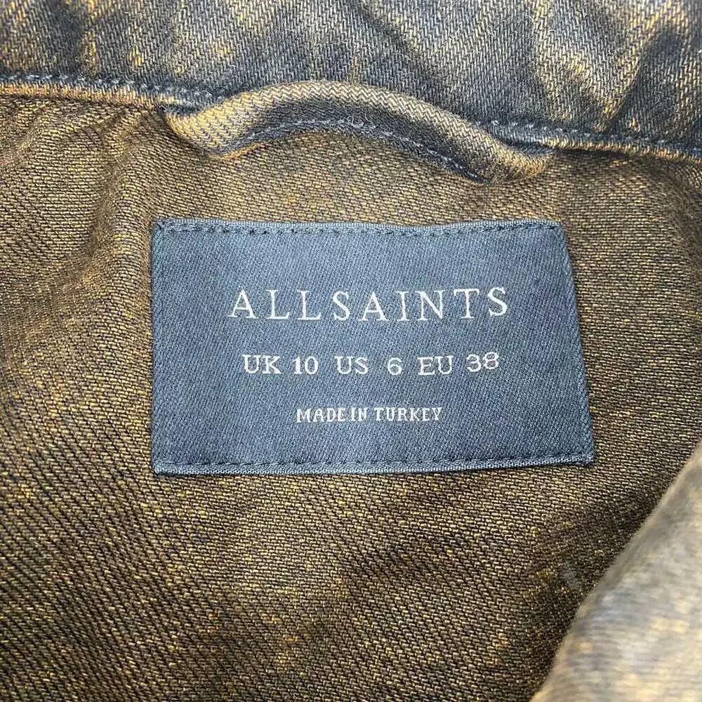 All Saints Brown Black Denim Cropped Jacket | Women’s Size 6 - Picture 3 of 6